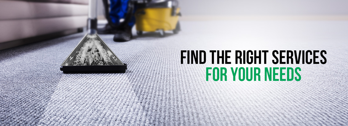 A Floor Being Vacuumed With Text Reading, 'Find The Right Services for Your Needs