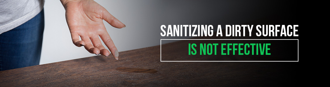 An Image of a Dirty Surface and Sanitizing a Dirty Surface Is Not Effective